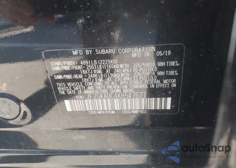 2019 Subaru Forester Limited из США, поврежденный, VIN JF2SKAUC4KH547677